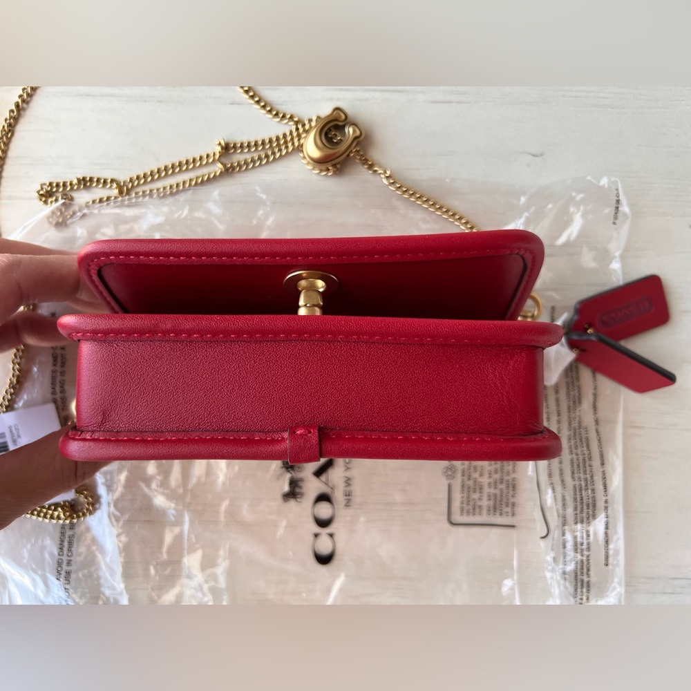 🍒 NWT COACH Glovetanned Leather Mini Dinky Bag 14 B4/ruby red limited edition - Picture 8 of 11
